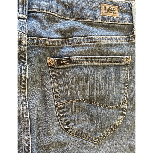 Lee Women's Jeans 14 Med Straight Leg Regular Fit Mid Rise Blue Stretch Denim - Picture 5 of 12
